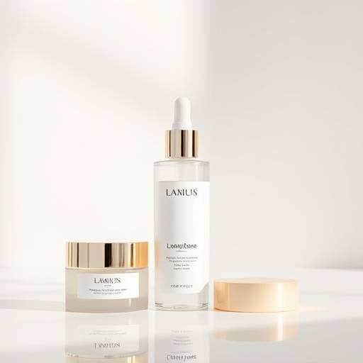 A minimalist product photography sample of a luxury skincare product against a clean, elegant background.